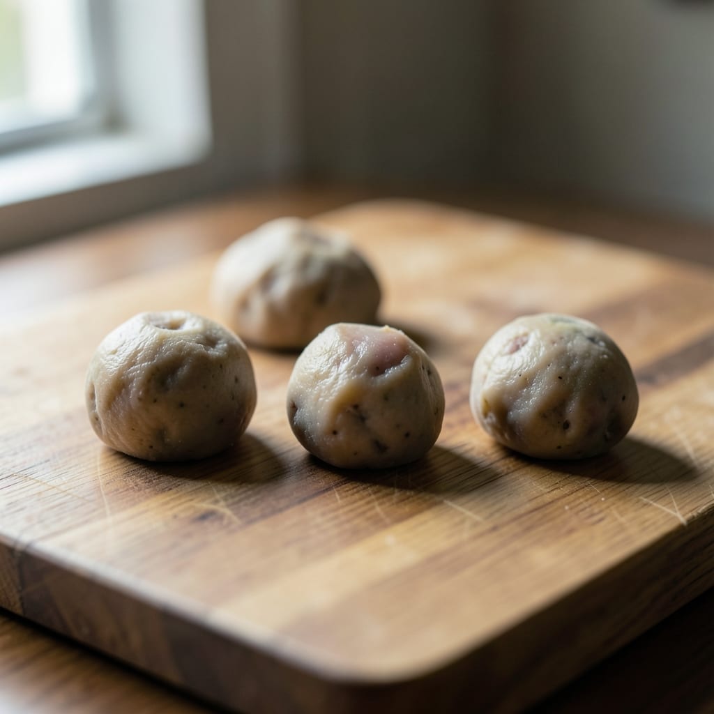 Three chops of different thickness, ready to be tested